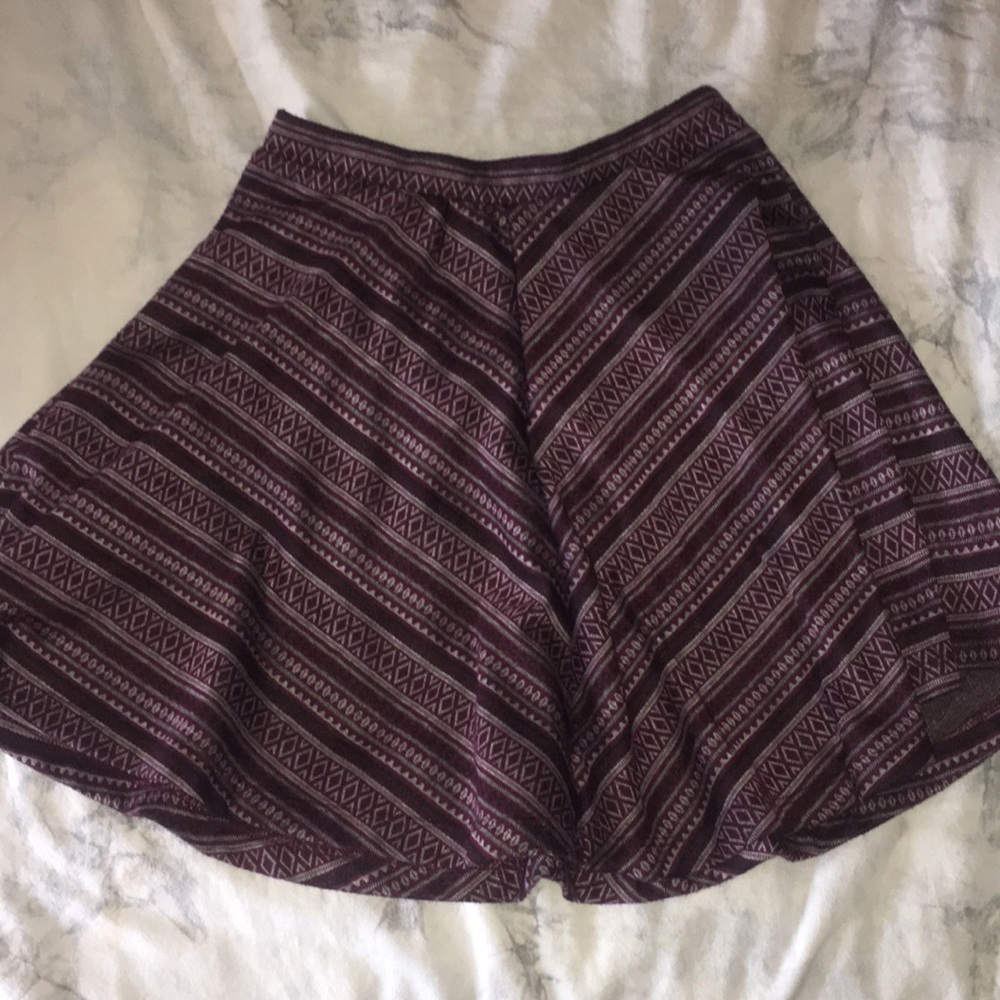 Purple/burgundy striped skater skirt